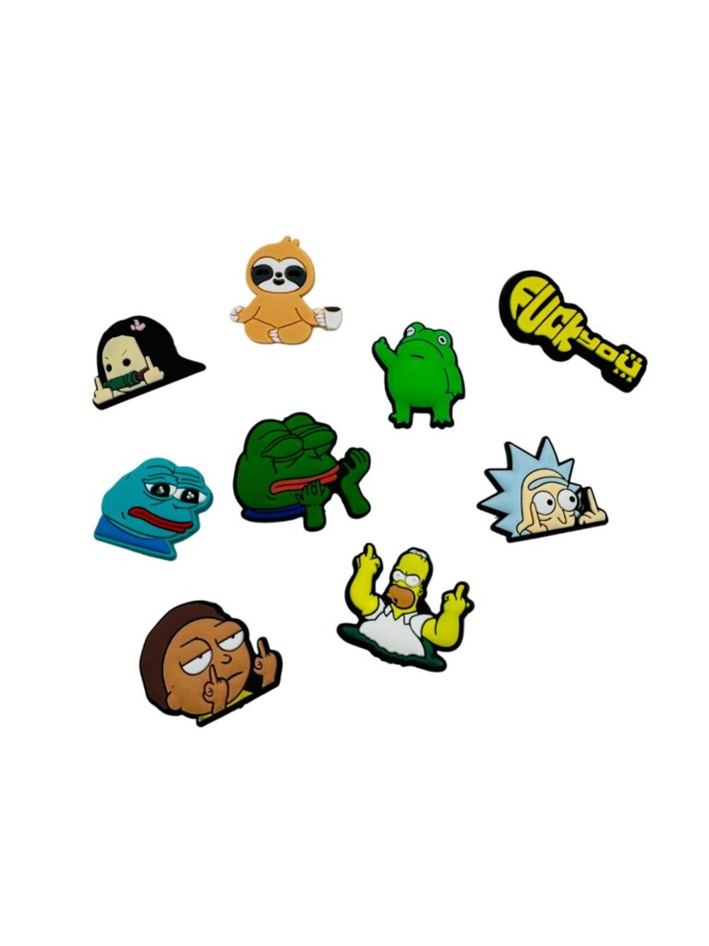 Funny Cartoon Enamel Lapel Pins Set Of 9 - Humor & Pop Culture Designs